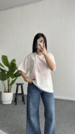 İnci Detaylı Tişört - Pembe - Görsel 2