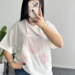 İnci Detaylı Tişört - Pembe