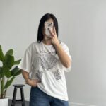 İnci Detaylı Tişört - Siyah