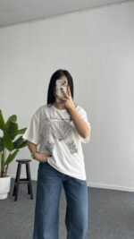 İnci Detaylı Tişört - Siyah