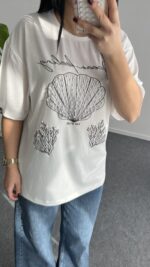 İnci Detaylı Tişört - Siyah - Görsel 5