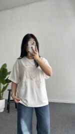 İnci Detaylı Tişört - Taş - Görsel 3