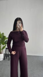 Marsila Drapeli Takım - Mürdüm - Görsel 4