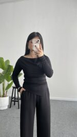 Marsila Drapeli Takım - Siyah - Görsel 4