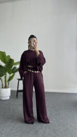 Venüs Pelerinli Takım - Mürdüm - Görsel 2