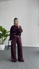 Venüs Pelerinli Takım - Mürdüm