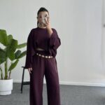 Venüs Pelerinli Takım - Mürdüm