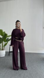 Venüs Pelerinli Takım - Mürdüm