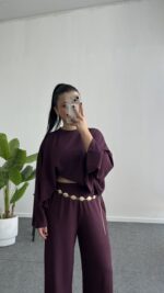 Venüs Pelerinli Takım - Mürdüm - Görsel 4