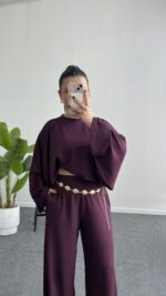 Venüs Pelerinli Takım - Mürdüm - Görsel 6