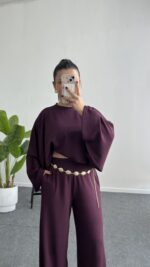 Venüs Pelerinli Takım - Mürdüm - Görsel 6