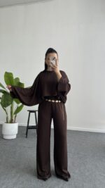 Venüs Pelerinli Takım - Acı kahve - Görsel 6