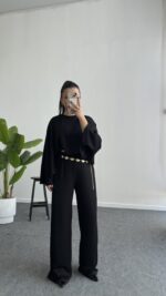 Venüs Pelerinli Takım - Siyah