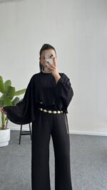 Venüs Pelerinli Takım - Siyah - Görsel 6