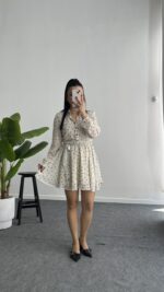 Puantiyeli Şifon Elbise - Görsel 4