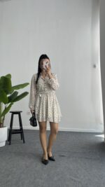 Puantiyeli Şifon Elbise