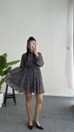 Çiçekli Şifon Elbise - Görsel 6