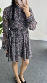 Çiçekli Şifon Elbise - Görsel 3