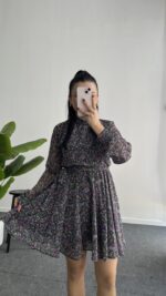 Çiçekli Şifon Elbise - Görsel 2