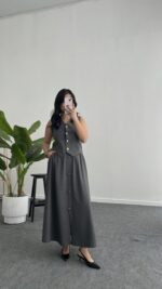 Polina Yelek Etek İkili Takım - Gri - Görsel 4