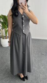 Polina Yelek Etek İkili Takım - Gri - Görsel 7