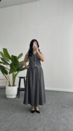 Polina Yelek Etek İkili Takım - Gri - Görsel 5