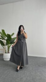 Polina Yelek Etek İkili Takım - Gri - Görsel 3