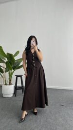 Polina Yelek Etek İkili Takım - Kahve - Görsel 2