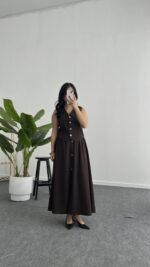 Polina Yelek Etek İkili Takım - Kahve - Görsel 3