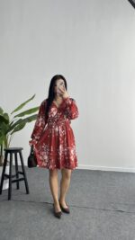 Pelvin Çiçek Desenli Elbise - Görsel 7