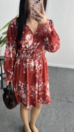 Pelvin Çiçek Desenli Elbise - Görsel 8