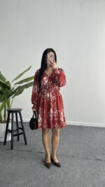 Pelvin Çiçek Desenli Elbise - Görsel 6