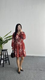 Pelvin Çiçek Desenli Elbise - Görsel 10