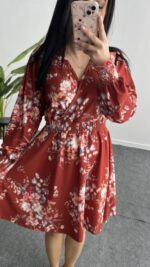 Pelvin Çiçek Desenli Elbise - Görsel 4