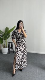 Lizzy Leopar Desen Maxi Elbise - Görsel 3
