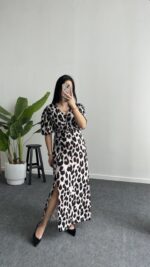 Lizzy Leopar Desen Maxi Elbise