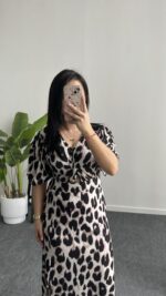 Lizzy Leopar Desen Maxi Elbise - Görsel 2
