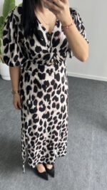 Lizzy Leopar Desen Maxi Elbise - Görsel 4