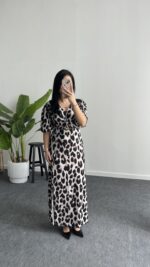 Lizzy Leopar Desen Maxi Elbise - Görsel 5