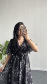 Milena Şifon Elbise - Siyah - Görsel 7