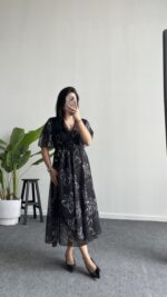 Milena Şifon Elbise - Siyah - Görsel 3