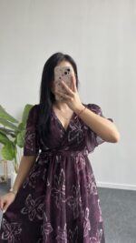 Milena Şifon Elbise - Mürdüm - Görsel 8