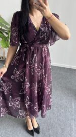 Milena Şifon Elbise - Mürdüm - Görsel 7