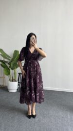 Milena Şifon Elbise - Mürdüm - Görsel 6