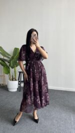 Milena Şifon Elbise - Mürdüm - Görsel 3