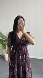 Milena Şifon Elbise - Mürdüm - Görsel 2