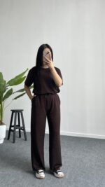 Yuri Taşlı Modal Takım - Kahve