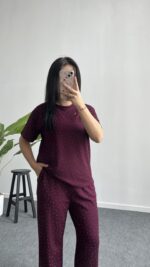 Yuri Taşlı Modal Takım - Bordo - Görsel 7