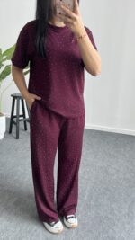 Yuri Taşlı Modal Takım - Bordo - Görsel 6