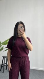 Yuri Taşlı Modal Takım - Bordo - Görsel 2